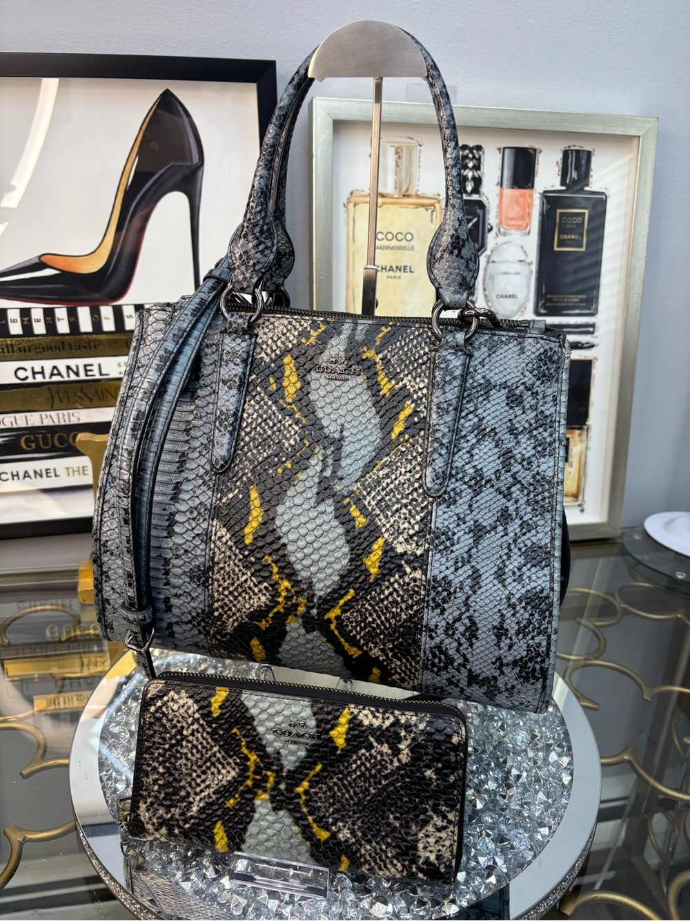 Coach 2015 Crosby Python embossed carryall EUC